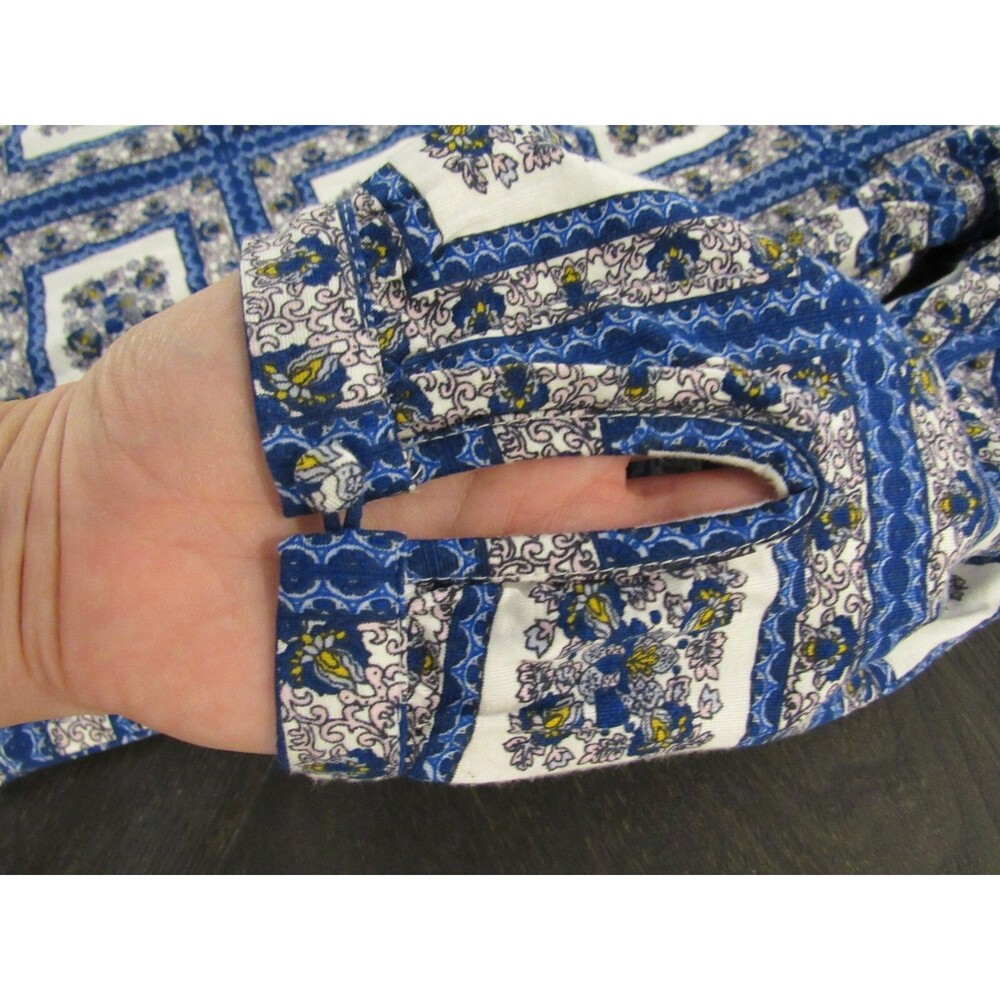 Anthropologie Porridge Womens M Blue Blouse Shirt Boho Floral Tile Pattern NWT - Picture 10 of 14